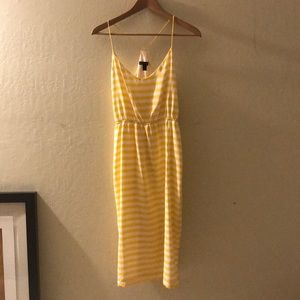 Yellow stripe midi dress